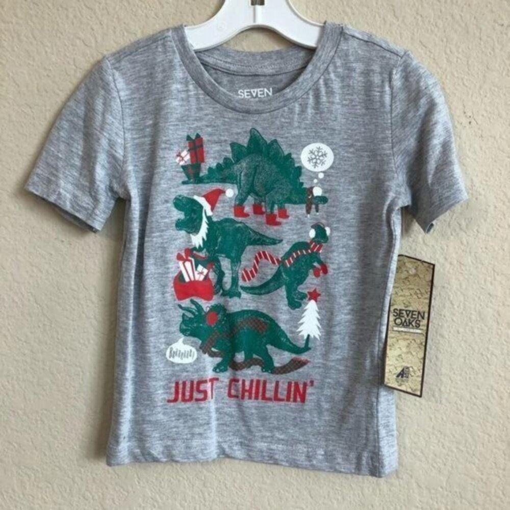 Seven Oaks Shirt Christmas Dinosaur T-Shirt NWT